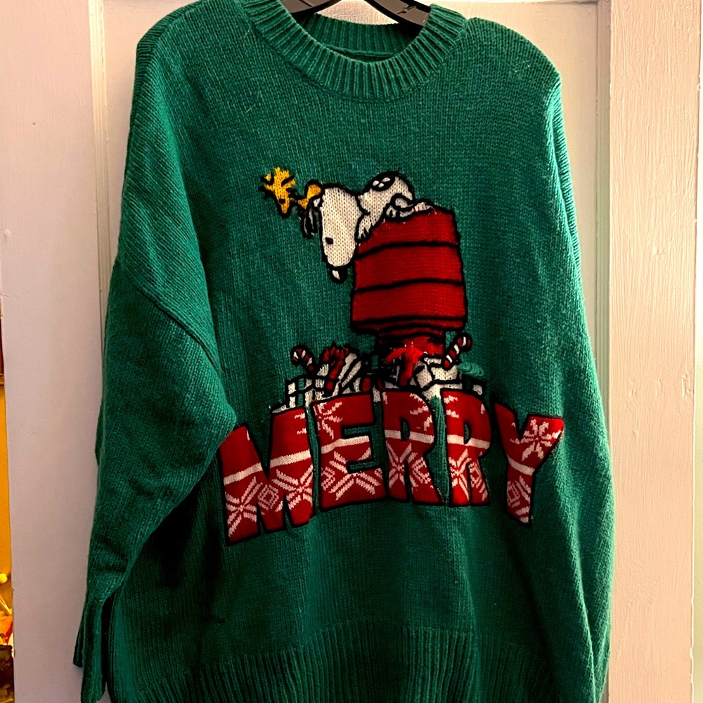 Snoopy “Merry” holiday oversized sweater from Zara